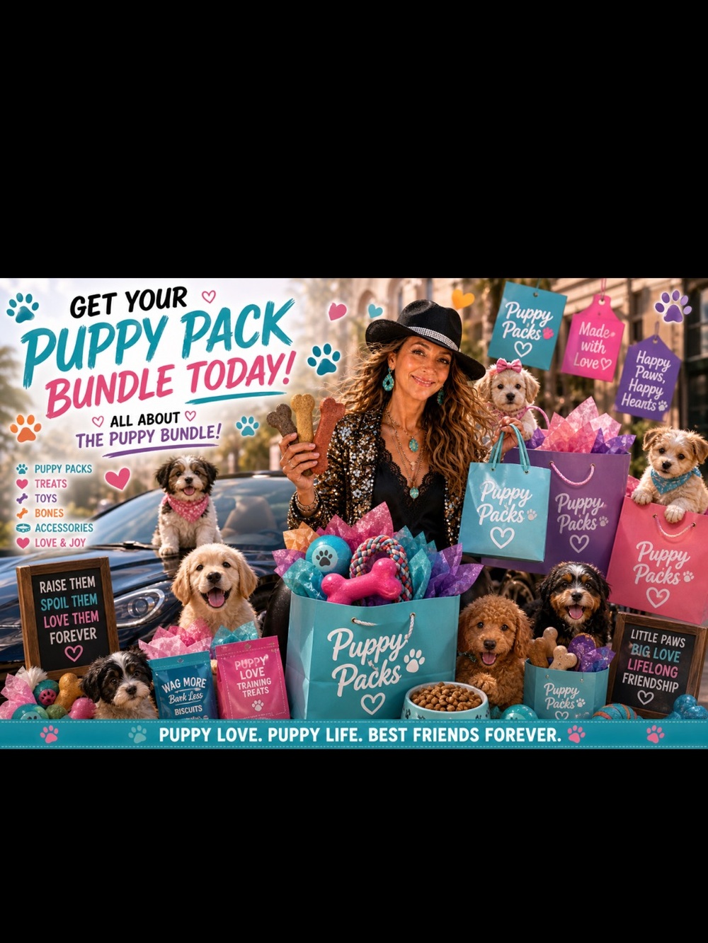 Puppy Packs Gift Bundle - Teal & Pink Puppy Gift Bags